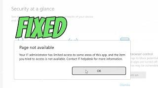 FIXED ~ Page Not Available, Your IT Administrator has Limited Access, Virus and Threat Protection