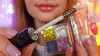 asmr doing your makeup with glitter makeup 