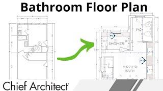 Bathroom Floor Plans: Importing an As-Built Plan Image, Tracing, and Dimensioning