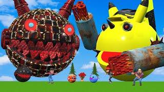 MS PACMAN & YELLOW NEW MONSTER PACMAN & BLACK ROBOT PACMAN VS HER FRIENDS IN POKEMON #2