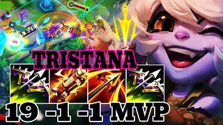 WILD RIFT TRISTANA ADC GAMEPLAY | 19 -1 -1 MVP | TRISTANA BUILD RUNES