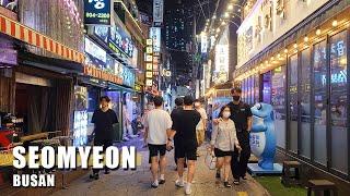 Busan Nightlife Area, Seomyeon Street | Best Clubs, Bars, Hot Place, Street Vendor | 4K Walking Tour