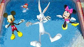 GTA5 Super mario & Bugs bunny VS Mickey mouse & Minnie mouse Jumps Fails #12 ( Euphoria physics )