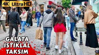 ISTANBUL TURKEY AROUND GALATA TOWER  TAKSIM SQUARE ISTIKLAL WALKING TOUR 2024 4K VIDEO