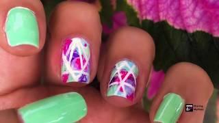 Geometric Marble Nail Art | Easy Spring Nails Art Tutorial 2019 | DIY Nail Art Using Cotton bud