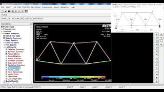 Truss Analysis for Stress, Nodal Displacements, Reaction Solution in ANSYS APDL