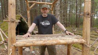 Bushcraft Kitchen Build Part 2 - Table Build - Night Cat Outdoors