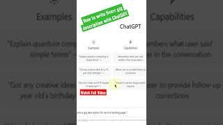 Write Gig Description Using CHATGPT #fiverr #digitalsp #fiverrandchatgpt