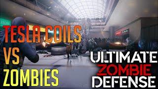 TESLA COILS VS ZOMBIES | Holding Mall Upstairs | Ultimate Zombie Defense Wave 50 Epic Run