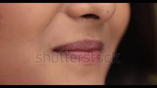 Indian Female Model Lips Close-up Stock Footage Video (100% Royalty-free)(Preview)