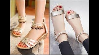 VERY PRETTY STYLISH FLAT SANDALS WITH ANKLE STRAP NEW DESIGNS COLLECTION || FLAT SANDALS FOR WOMEN