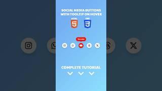 Social Media Buttons with Tooltip on Hover Using HTML CSS #tooltips #htmlcss #shorts