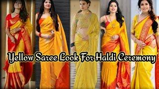 Yellow saree look for haldi ceremony @Stree Fashion Corner