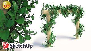 Modeling an Ivy Plant with Helix along Curve and Random Tools  – Sketchup Timelapse Tutorial