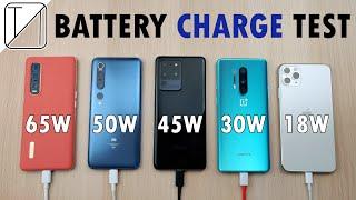 Mi 10 Pro vs OnePlus 8 Pro vs S20 Ultra vs iPhone 11 Pro Max vs Oppo Find X2 Pro Charging Speed Test