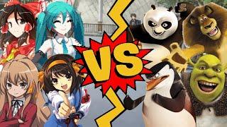 M.U.G.E.N Battles | Haruhi Suzumiya/Hatsune Miku/Taiga/Reimu vs Alex the Lion/Shrek/Po/Skipper