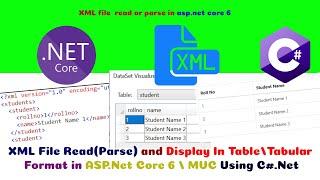 XML File Read(Parse) and Display In Table/Tabular Format in ASP.Net Core 6 / MVC Using C#.Net