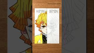 Drawing Zenitsu as Human vs Demon | Demon Slayer pt 2