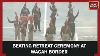 Border Force, PAK Rangers In Beating Retreat Ceremony At Wagah Border