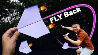 Learn how to fold a paper airplane that flies back to you!