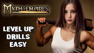 Myth of Empires how to level up drills skill easy