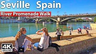 Seville' River Promenade - Sunday Walk - 4K Virtual Walk Tour, Spain