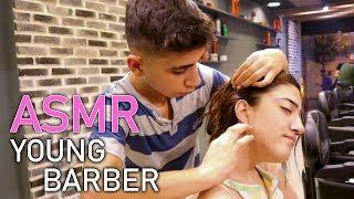 FEMALE ASMR MASSAGE FROM YOUNG BARBER VEYSEL | ASMR TURKISH BARBER MASSAGE (soft)