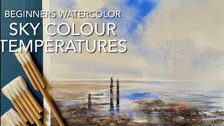 SKY WATERCOLOR COLOR THEORY BEGINNERS LOOSE WATERCOLOR LANDSCAPE PAINTING Techniques Tutorial Part 1