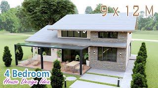 BEST VACATION HOUSE DESIGN IDEA || 9 X 12 METERS WITH 4 BEDROOM ||  LOFT HOUSE