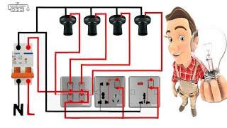 Electrical house wiring 4 gang switch  connection