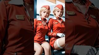 AI Girls Model Lookbook PART 18: Beautiful Flight Attendants in Stunning Uniforms #shorts #fashion