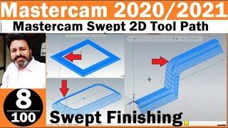 Mastercam 2021 Tutorials for beginners | Mastercam Swept 2D Tool Path| Mastercam 2021 hindi tutorial