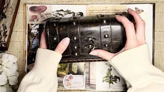 ASMR Decorating a Vintage Journal |  Nature Walk Spread | Tingle Paper Sounds