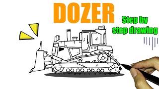 Cara Menggambar Bulldozer Bulldozer - Step by Step Drawing