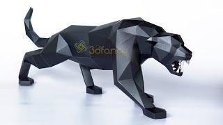 How to make Black Panther Paper Craft - Low Poly PaperCraft Panther | Step by Step Video
