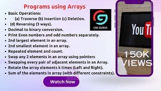 Array Programs with clear explanation