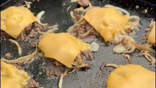 Making Smash Burgers & Fries on the Griddle 