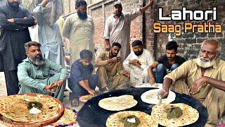 Desi Saag Paratha in Lahore | Lahore Cheapest Saag Paratha Street Food Nashta | Saag Aloo Paratha