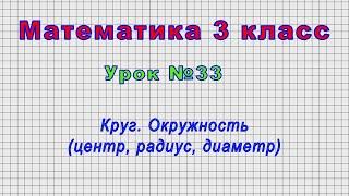 Математика 3 класс (Урок№33 - Круг. Окружность (центр, радиус, диаметр)