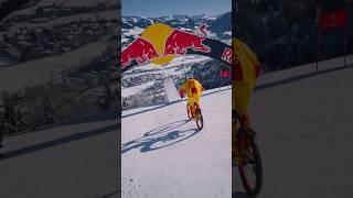 BIKER jumping on SNOW PISTE  !  #backflip # mtb #snow