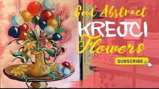 Cool Flower Art in the studio Live! #acrylicpaints #artistpainting #liveart #flowers