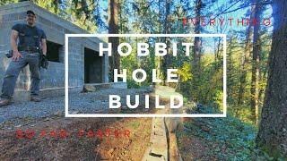 Hobbit Hole Tiny House Build: Concrete Foundation, Block Walls, Concrete Roof, CMU Retaining Wall