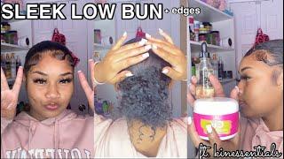 No Part-Sleek Bun + Edges ft. kinessentials 