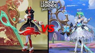 Gwen Prestige Crystal Rose VS Mythmaker Skin Comparison Wild Rift