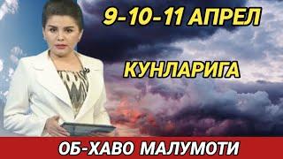 9-10-11 АПРЕЛ КУНЛАРИ УЧУН ОБ ХАВО МАЛУМОТИ, ob havo