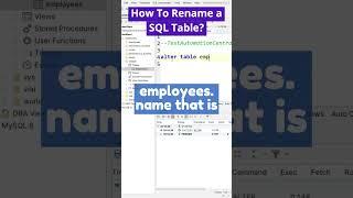 SQL Interview Question - How To Rename a SQL Table? #sql