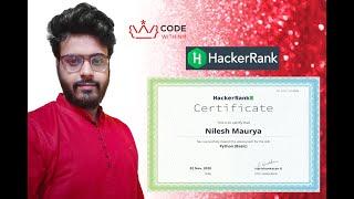 Python (Basic) Certification | Hackerrank Certifications | CODE WITH NM