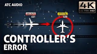 NEAR DISASTER. Controller cleared to cross runway in front of taking off Airplane. Real ATC Audio