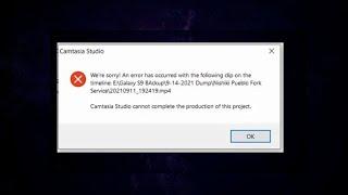 Camtasia Studio We're sorry! An error has occurred with the following clip on the timeline Fix
