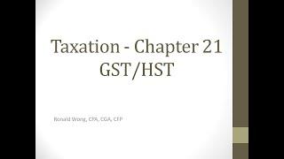 Chapter 21: GST/HST